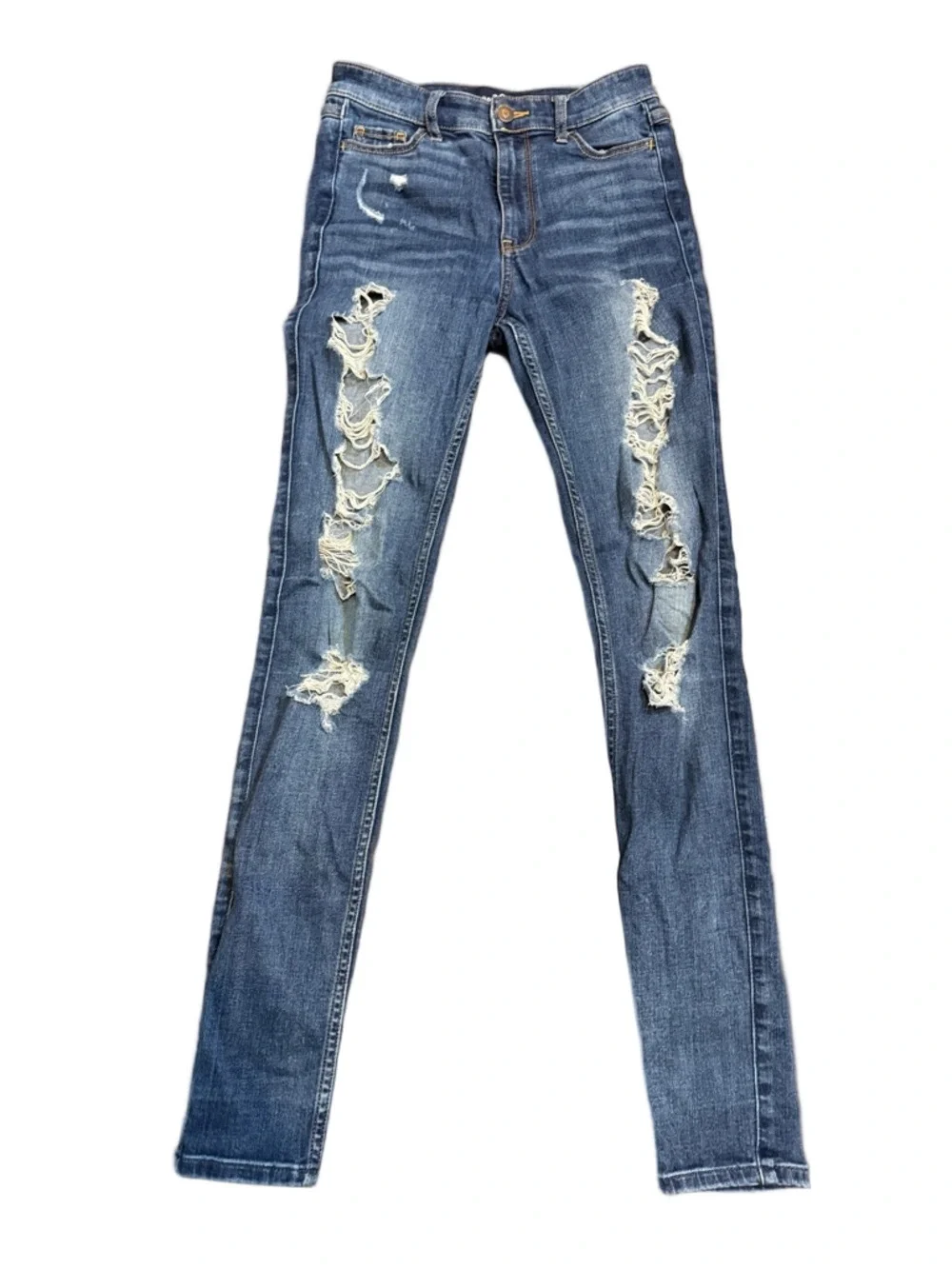 Hollister Dark Blue Distressed High-Rise Super Skinny Jeans Size 24X30